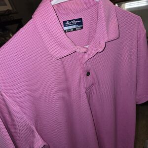 Ben Hogan Performance Men's Golf Polo Shirt Pink White Geometric Size Small